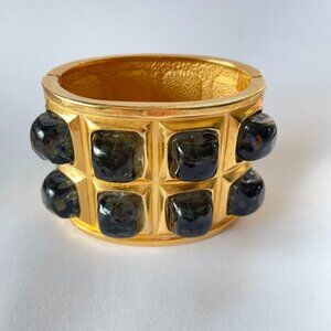 Vintage KARL LAGERFELD Bracelet  Gold Plate handmade Glass Stones  never worn